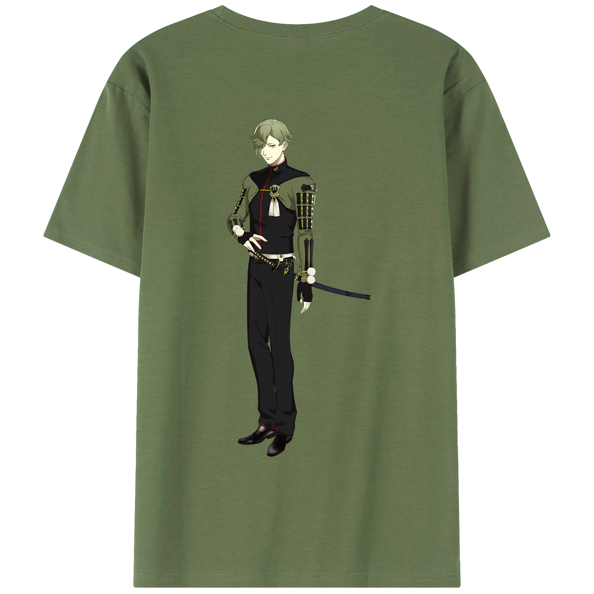 （画像用） 刀剣乱舞 Touken Ranbu 綿100％ メンズ半袖Tシャツ（バックプリント） 通気性